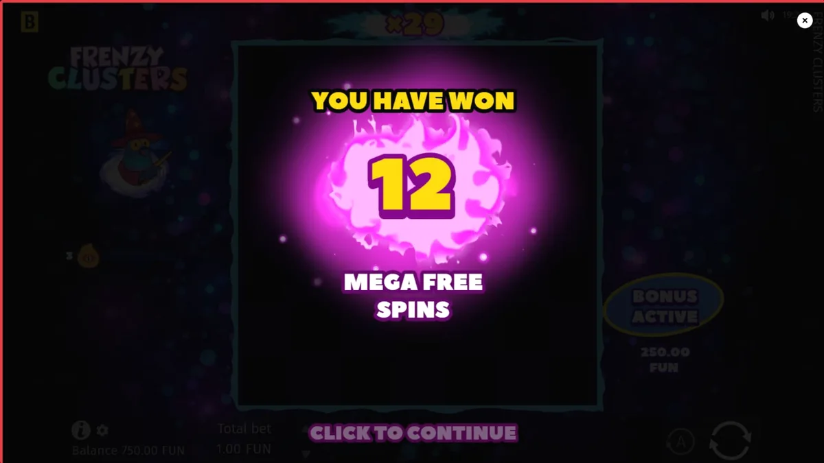 Tampilan grid slot Frenzy Clusters dengan karakter pahlawan dan simbol alkimia yang berwarna-warni.
